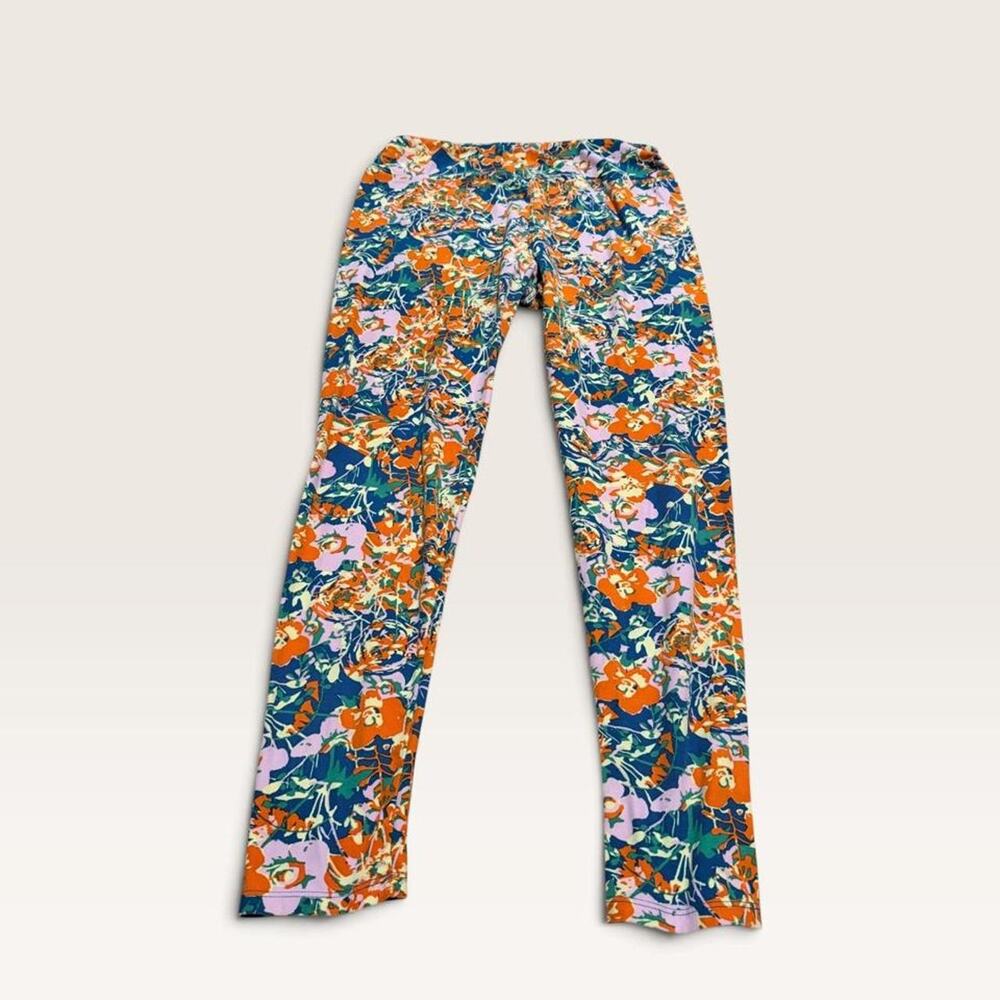 LuLaRoe TC Tall Curvy Leggings Multicolor Floral Orange Blue